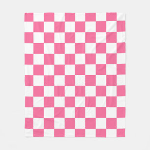 Roze wit geruit controlepatroon fleece deken