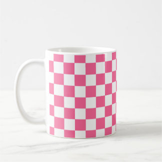 Roze wit geruit controlepatroon koffiemok
