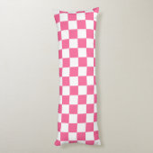 Roze wit geruit controlepatroon lichaamskussen (Achterkant (Verticaal))