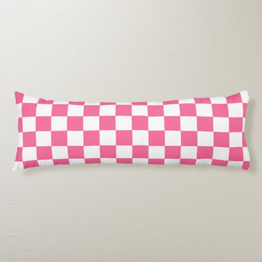 Roze wit geruit controlepatroon lichaamskussen (Voorkant)