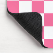 Roze wit geruit controlepatroon muismat (Hoek)