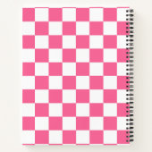 Roze wit geruit controlepatroon notitieboek (Achterkant)