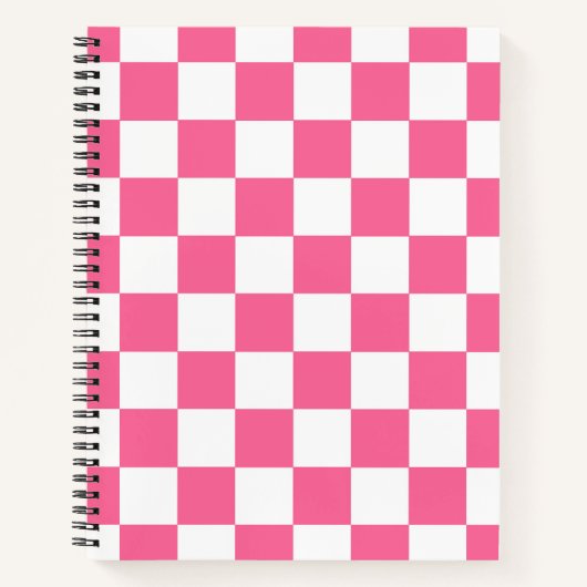 Roze wit geruit controlepatroon notitieboek (Voorkant)