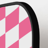 Roze wit geruit controlepatroon pickleball paddle (Links Detail)
