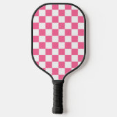 Roze wit geruit controlepatroon pickleball paddle (Achterkant)