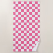 Roze wit geruit controlepatroon strandlaken (Voorkant)