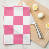 Roze wit geruit controlepatroon theedoek (Quarter Fold)