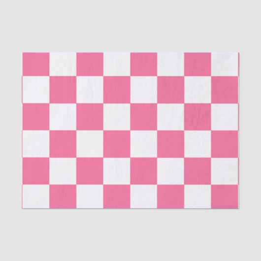 Roze wit geruit controlepatroon tissuepapier (Voorkant)