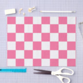 Roze wit geruit controlepatroon tissuepapier (Craft)