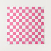 Roze wit geruit controlepatroon wandkleed (Voorkant (horizontaal))