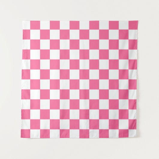 Roze wit geruit controlepatroon wandkleed (Voorkant)