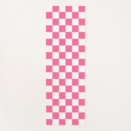 Roze wit geruit controlepatroon yogamat (Voorkant)
