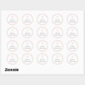 Roze Wit Gestreept Meisje Doop Ronde Sticker (Vel)