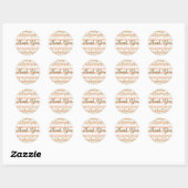 Roze-wit gestreepte goud confetti-feest bedankje ronde sticker (Vel)