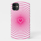 Roze Wit Gestreepte iPhone Case Heart Kies Kleuren (Achterkant)