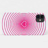 Roze Wit Gestreepte iPhone Case Heart Kies Kleuren (Achterkant (horizontaal))