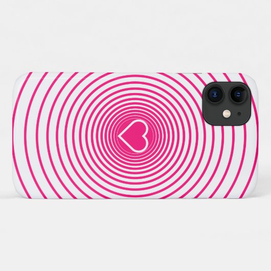 Roze Wit Gestreepte iPhone Case Heart Kies Kleuren (Achterkant (horizontaal))