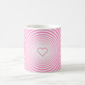 Roze Wit Gestreepte Mok met Hart of Kies Kleuren (Center)