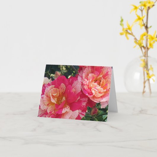 Roze Wit Gestreepte Rozen Blank Foto Art Note Kaar Kaart (Gele Bloem)