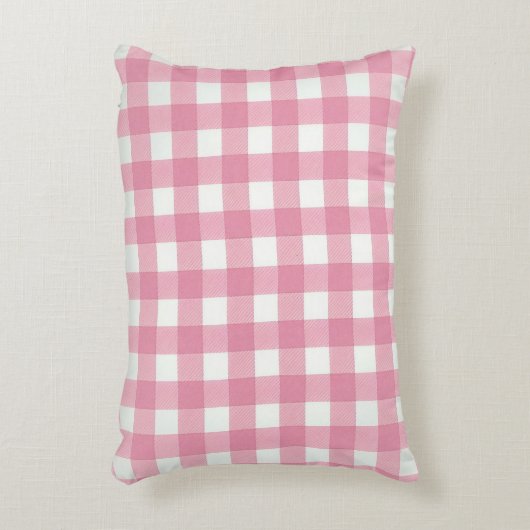 Roze Wit Gingham Buffalo Plaid Geruite Slaapkamer Accent Kussen (Voorkant(Verticaal))