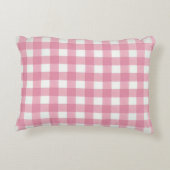 Roze Wit Gingham Buffalo Plaid Geruite Slaapkamer Accent Kussen (Achterkant)