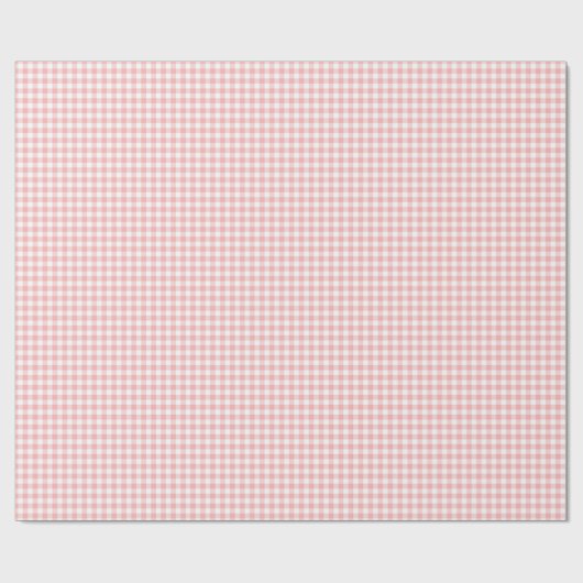 Roze Wit Gingham Check Meisje Verjaardag Baby show Cadeaupapier (Vlak)