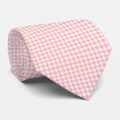 Roze Wit Gingham Check Pastel Mannen Stropdas (Opgerold)