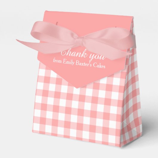 Roze wit gingham patroon dank u geschenkdoos bedankdoosjes (Voorkant Zijde)