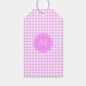 Roze Wit Gingham patroon, uw monogram Cadeaulabel (Achterkant)