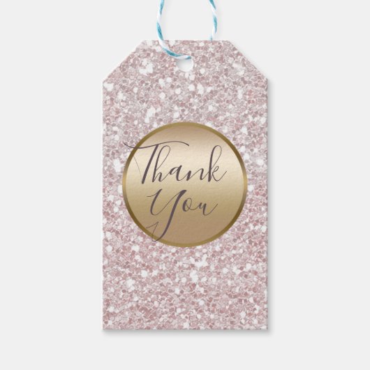 Roze Wit Glitter & Goud Modern Glam Party Favor Cadeaulabel (Voorkant)