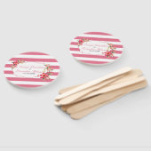 Roze wit glitter Lijst en strepen Handwaaier (Niet-gemonteerd)