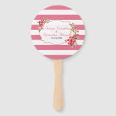 Roze wit glitter Lijst en strepen Handwaaier (Voorkant)