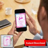 Roze, Wit & Glitter Meisje Verjaardagsfeest Kaart