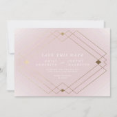 Roze & Wit | Gold Deco lijnen opslaan de datum Aankondiging (Voorkant)