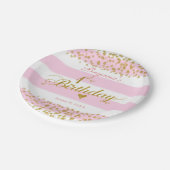Roze Wit & Goud 1E VERJAARDAG Party Papier Borden Papieren Bordje (Gekanteld)