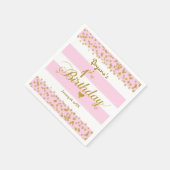 Roze Wit & Goud 1E VERJAARDAG Party Servetten (Hoek)