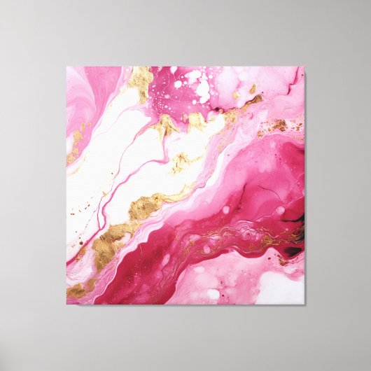 Roze, Wit, Goud Abstract Canvas Afdruk (Voorkant)
