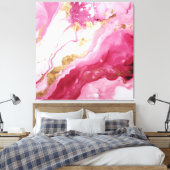 Roze, Wit, Goud Abstract Canvas Afdruk (Insitu (Slaapkamer))