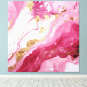 Roze, Wit, Goud Abstract Canvas Afdruk (Insitu (Houten vloer))