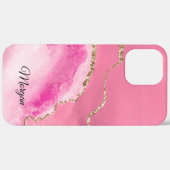 Roze, Wit & Goud Agaat, DIY Script Naam Zwart Case-Mate iPhone Case (Achterkant / Rechts)