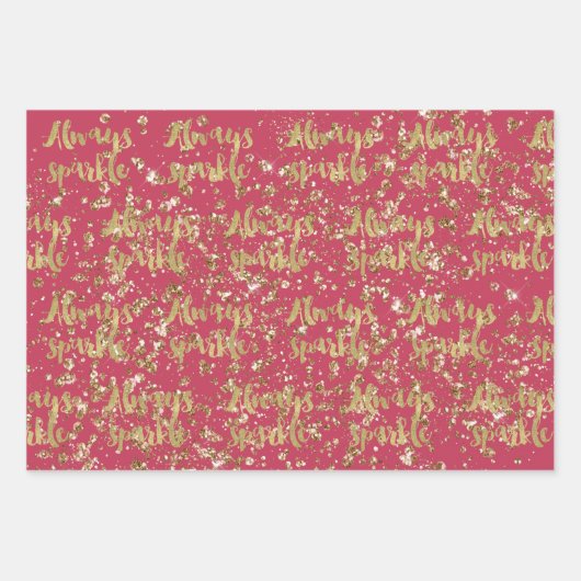 Roze Wit Goud Confetti Sparkle Inpakpapier Vel (Voorkant 3)
