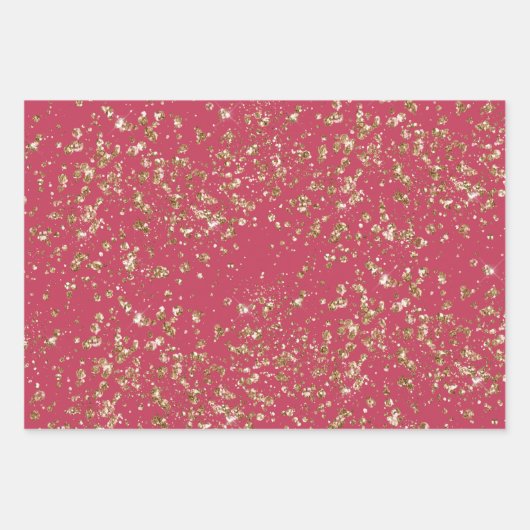 Roze Wit Goud Confetti Sparkle Inpakpapier Vel (Voorkant 2)