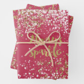 Roze Wit Goud Confetti Sparkle Inpakpapier Vel (In situ)