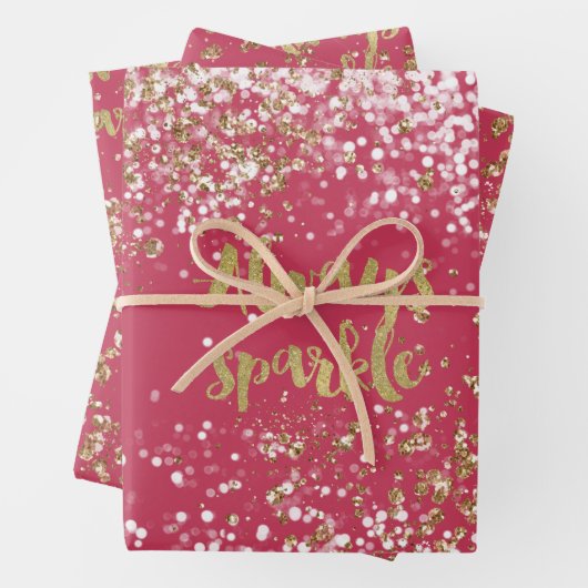 Roze Wit Goud Confetti Sparkle Inpakpapier Vel (In situ)