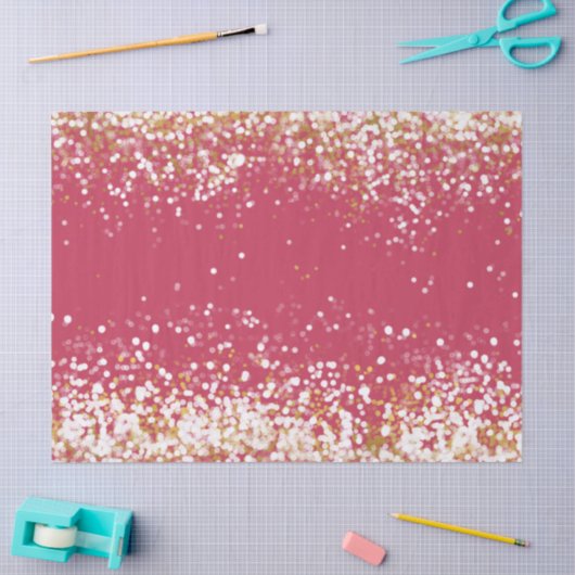 Roze Wit Goud Confetti Sparkle Tissuepapier (Craft)