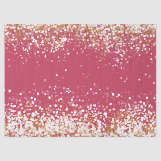 Roze Wit Goud Confetti Sparkle Tissuepapier (Voorkant)