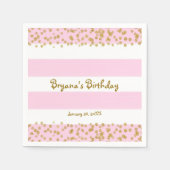 Roze Wit & Goud Confetti VERJAARDAG Party Servette Servetten (Voorkant)