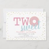Roze Wit Goud Donut Twee Zoete Meisje 2e Verjaarda Kaart (Voorkant)