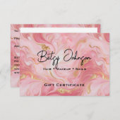 Roze Wit Goud Gemarmerd Cadeaubon Kaart (Voorkant / Achterkant)