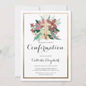 Roze Wit Goud Grens Bloemen Bevestiging Kaart (Voorkant)